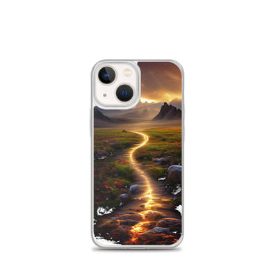 Landschaft mit wilder Atmosphäre - Malerei - iPhone Schutzhülle (durchsichtig) berge xxx iPhone 13 mini