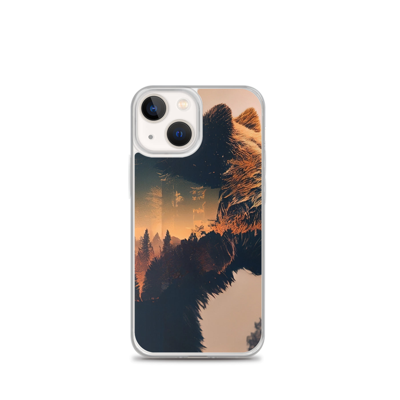 Bär und Bäume Illustration - iPhone Schutzhülle (durchsichtig) camping xxx iPhone 13 mini