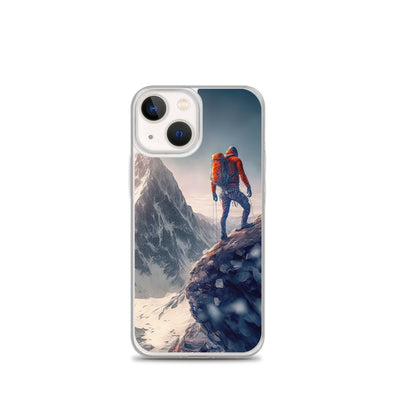 Bergsteiger auf Berg - Epische Malerei - iPhone Schutzhülle (durchsichtig) klettern xxx iPhone 13 mini
