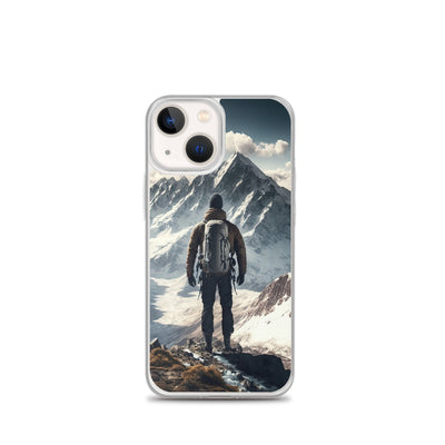 Wanderer auf Berg von hinten - Malerei - iPhone Schutzhülle (durchsichtig) berge xxx iPhone 13 mini