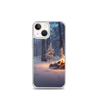 Lagerfeuer im Winter - Camping Foto - iPhone Schutzhülle (durchsichtig) camping xxx iPhone 13 mini
