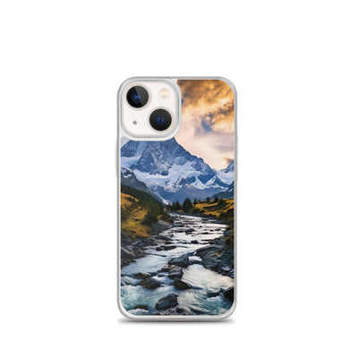 Berge und steiniger Bach - Epische Stimmung - iPhone Schutzhülle (durchsichtig) berge xxx iPhone 13 mini