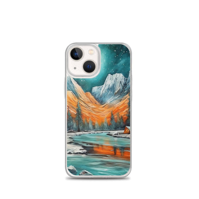 Berglandschaft und Zelte - Nachtstimmung - Landschaftsmalerei - iPhone Schutzhülle (durchsichtig) camping xxx iPhone 13 mini