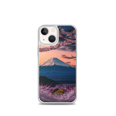 Berg - Pinke Bäume und Blumen - iPhone Schutzhülle (durchsichtig) berge xxx iPhone 13 mini
