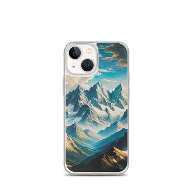 Ein Gemälde von Bergen, das eine epische Atmosphäre ausstrahlt. Kunst der Frührenaissance - iPhone Schutzhülle (durchsichtig) berge xxx yyy zzz iPhone 13 mini