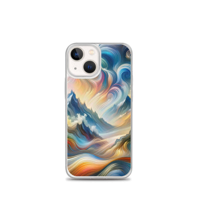 Ätherische schöne Alpen in lebendigen Farbwirbeln - Abstrakte Berge - iPhone Schutzhülle (durchsichtig) berge xxx yyy zzz iPhone 13 mini
