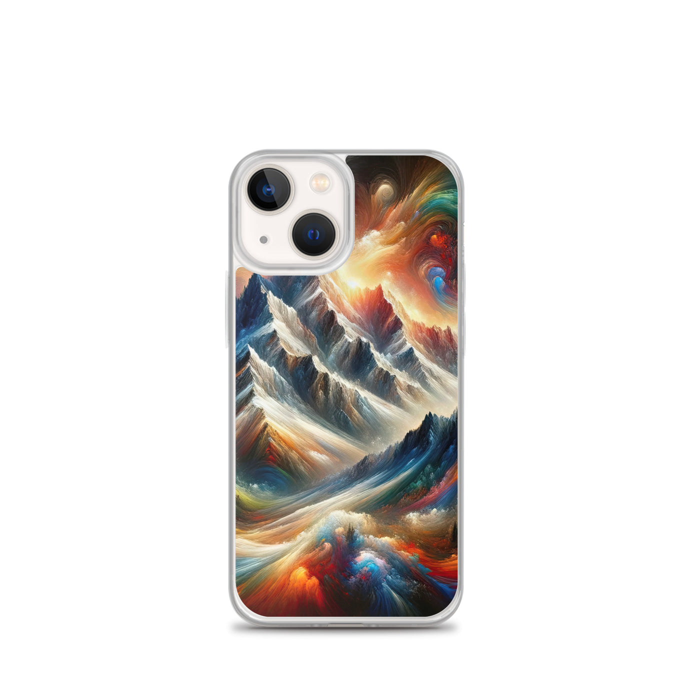 Expressionistische Alpen, Berge: Gemälde mit Farbexplosion - iPhone Schutzhülle (durchsichtig) berge xxx yyy zzz iPhone 13 mini