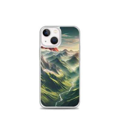 Alpen Gebirge: Fotorealistische Bergfläche mit Österreichischer Flagge - iPhone Schutzhülle (durchsichtig) berge xxx yyy zzz iPhone 13 mini