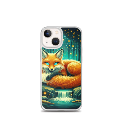 Bezaubernder Fuchs auf erleuchteter mystischer Waldlichtung - iPhone Schutzhülle (durchsichtig) camping xxx yyy zzz iPhone 13 mini