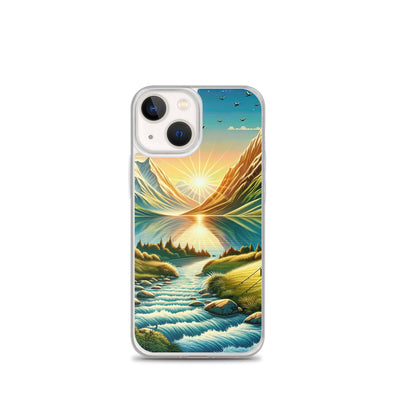 Zelt im Alpenmorgen mit goldenem Licht, Schneebergen und unberührten Seen - iPhone Schutzhülle (durchsichtig) berge xxx yyy zzz iPhone 13 mini