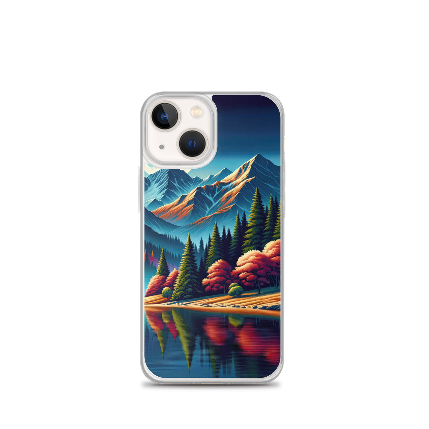 Ruhiger Herbstabend in den Alpen, grün-rote Berge - iPhone Schutzhülle (durchsichtig) berge xxx yyy zzz iPhone 13 mini