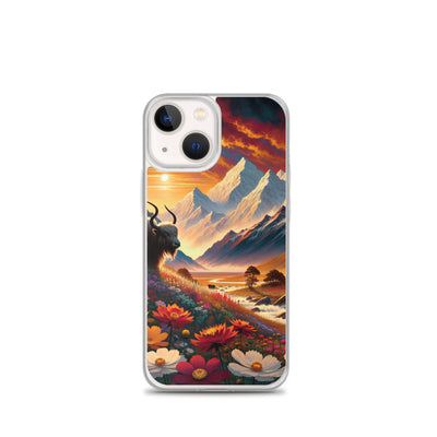 Magischer Alpenabend mit Hochlandkuh und goldener Sonnenkulisse - iPhone Schutzhülle (durchsichtig) berge xxx yyy zzz iPhone 13 mini