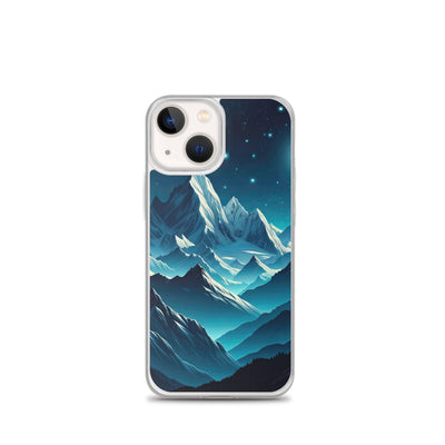 Sternenklare Nacht über den Alpen, Vollmondschein auf Schneegipfeln - iPhone Schutzhülle (durchsichtig) berge xxx yyy zzz iPhone 13 mini
