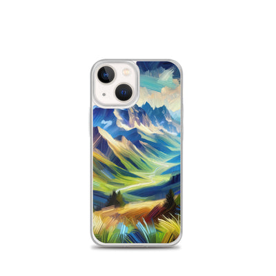 Impressionistische Alpen, lebendige Farbtupfer und Lichteffekte - iPhone Schutzhülle (durchsichtig) berge xxx yyy zzz iPhone 13 mini