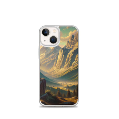 Ölgemälde eines Schweizer Wanderers in den Alpen bei goldenem Sonnenlicht - iPhone Schutzhülle (durchsichtig) wandern xxx yyy zzz iPhone 13 mini