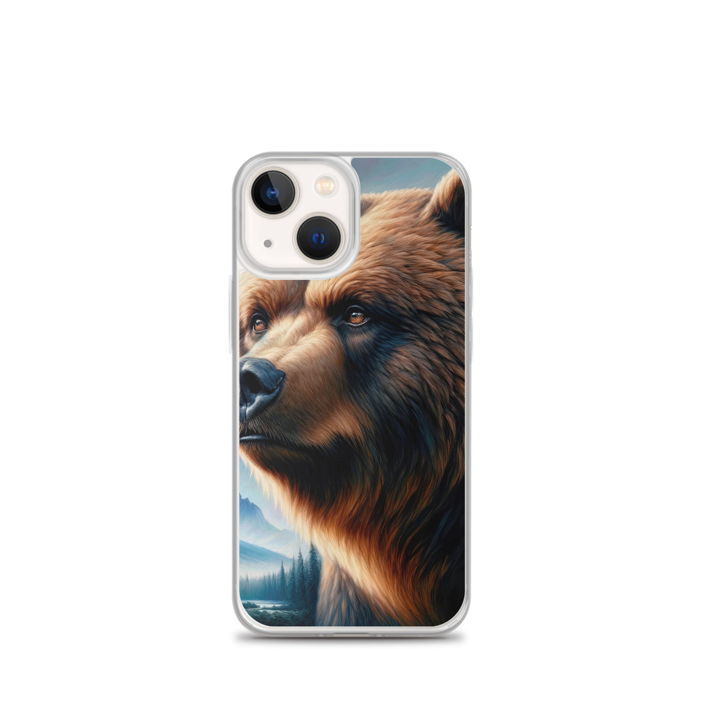 Ölgemälde, das das Gesicht eines starken realistischen Bären einfängt. Porträt - iPhone Schutzhülle (durchsichtig) camping xxx yyy zzz iPhone 13 mini