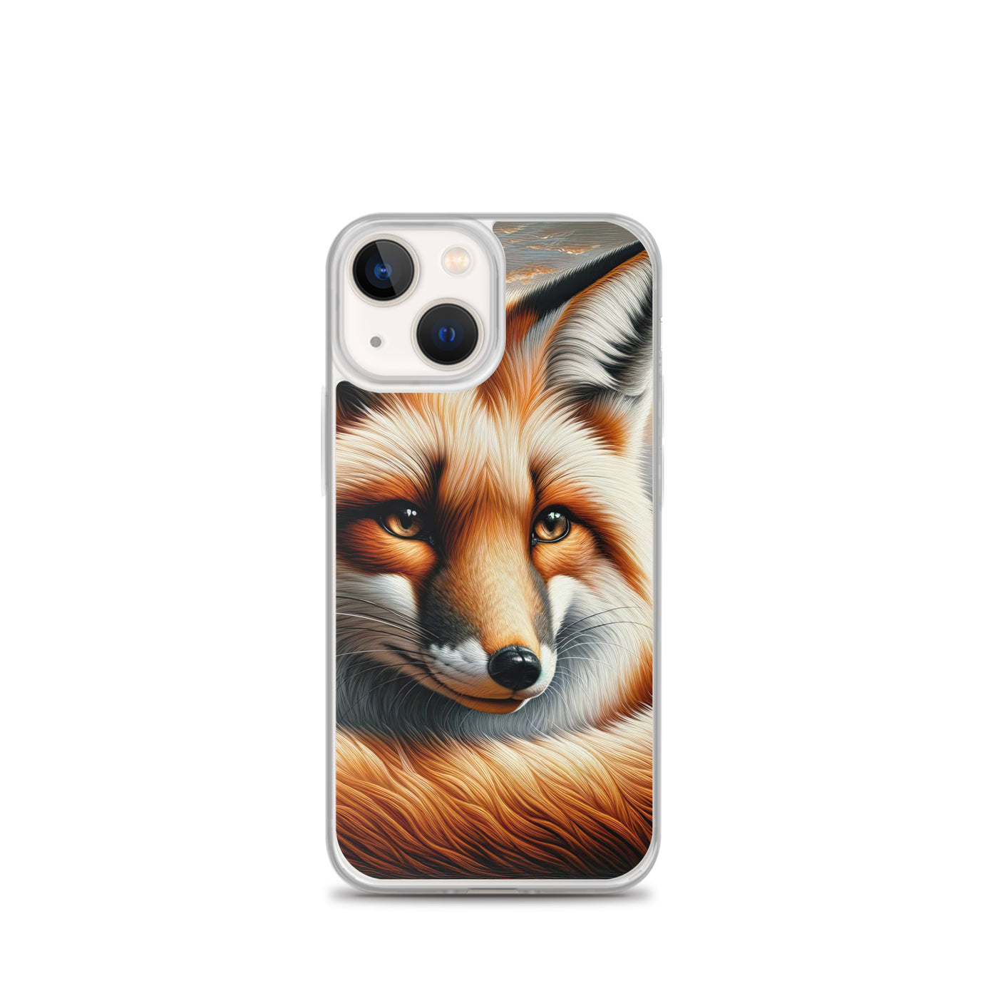 Ölgemälde eines nachdenklichen Fuchses mit weisem Blick - iPhone Schutzhülle (durchsichtig) camping xxx yyy zzz iPhone 13 mini