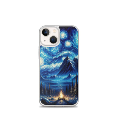 Sternennacht-Stil Ölgemälde der Alpen, himmlische Wirbelmuster - iPhone Schutzhülle (durchsichtig) berge xxx yyy zzz iPhone 13 mini