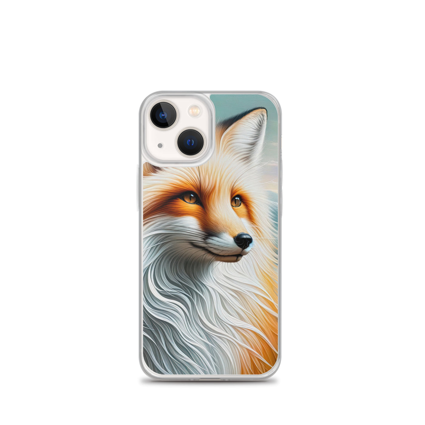 Ölgemälde eines anmutigen, intelligent blickenden Fuchses in Orange-Weiß - iPhone Schutzhülle (durchsichtig) camping xxx yyy zzz iPhone 13 mini