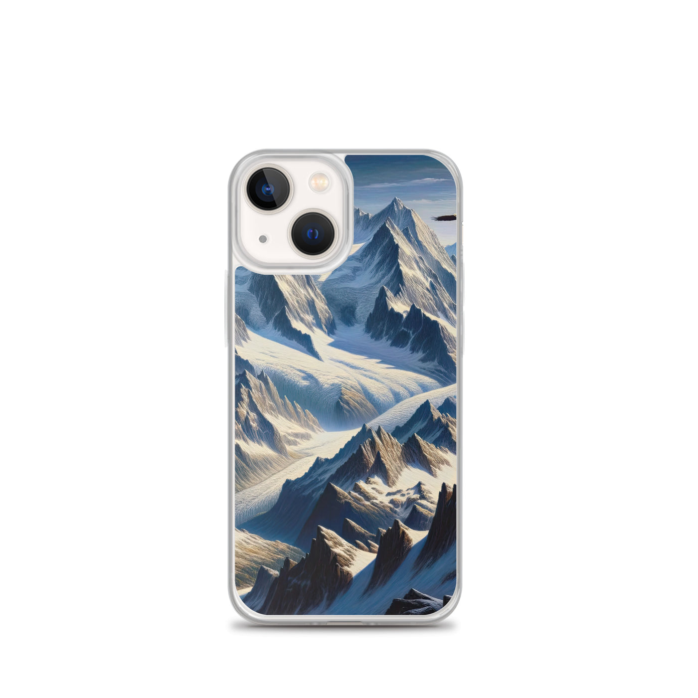 Ölgemälde der Alpen mit hervorgehobenen zerklüfteten Geländen im Licht und Schatten - iPhone Schutzhülle (durchsichtig) berge xxx yyy zzz iPhone 13 mini