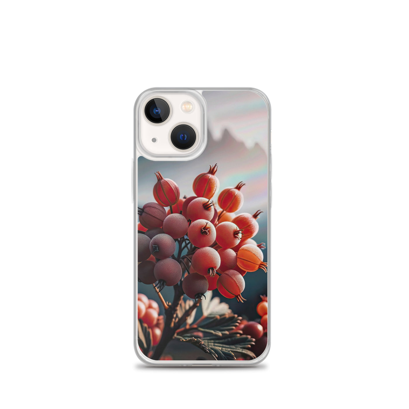 Foto einer Gruppe von Alpenbeeren mit kräftigen Farben und detaillierten Texturen - iPhone Schutzhülle (durchsichtig) berge xxx yyy zzz iPhone 13 mini