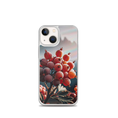 Foto einer Gruppe von Alpenbeeren mit kräftigen Farben und detaillierten Texturen - iPhone Schutzhülle (durchsichtig) berge xxx yyy zzz iPhone 13 mini