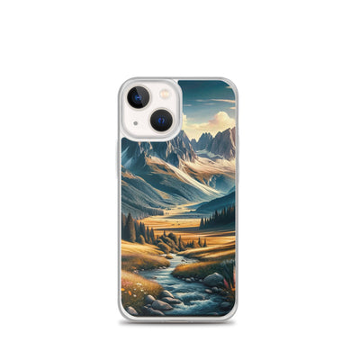 Quadratisches Kunstwerk der Alpen, majestätische Berge unter goldener Sonne - iPhone Schutzhülle (durchsichtig) berge xxx yyy zzz iPhone 13 mini