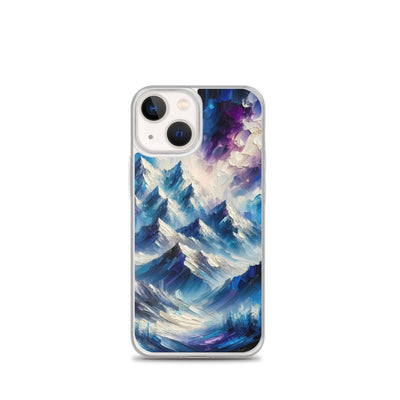 Alpenabstraktion mit dramatischem Himmel in Öl - iPhone Schutzhülle (durchsichtig) berge xxx yyy zzz iPhone 13 mini