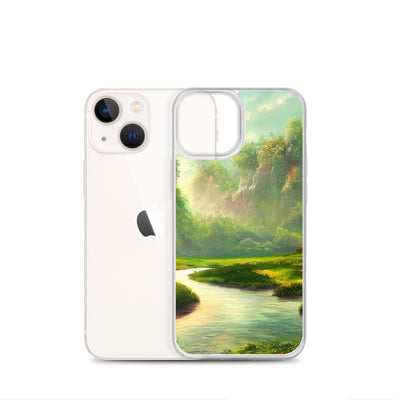 Bach im tropischen Wald - Landschaftsmalerei - iPhone Schutzhülle (durchsichtig) camping xxx