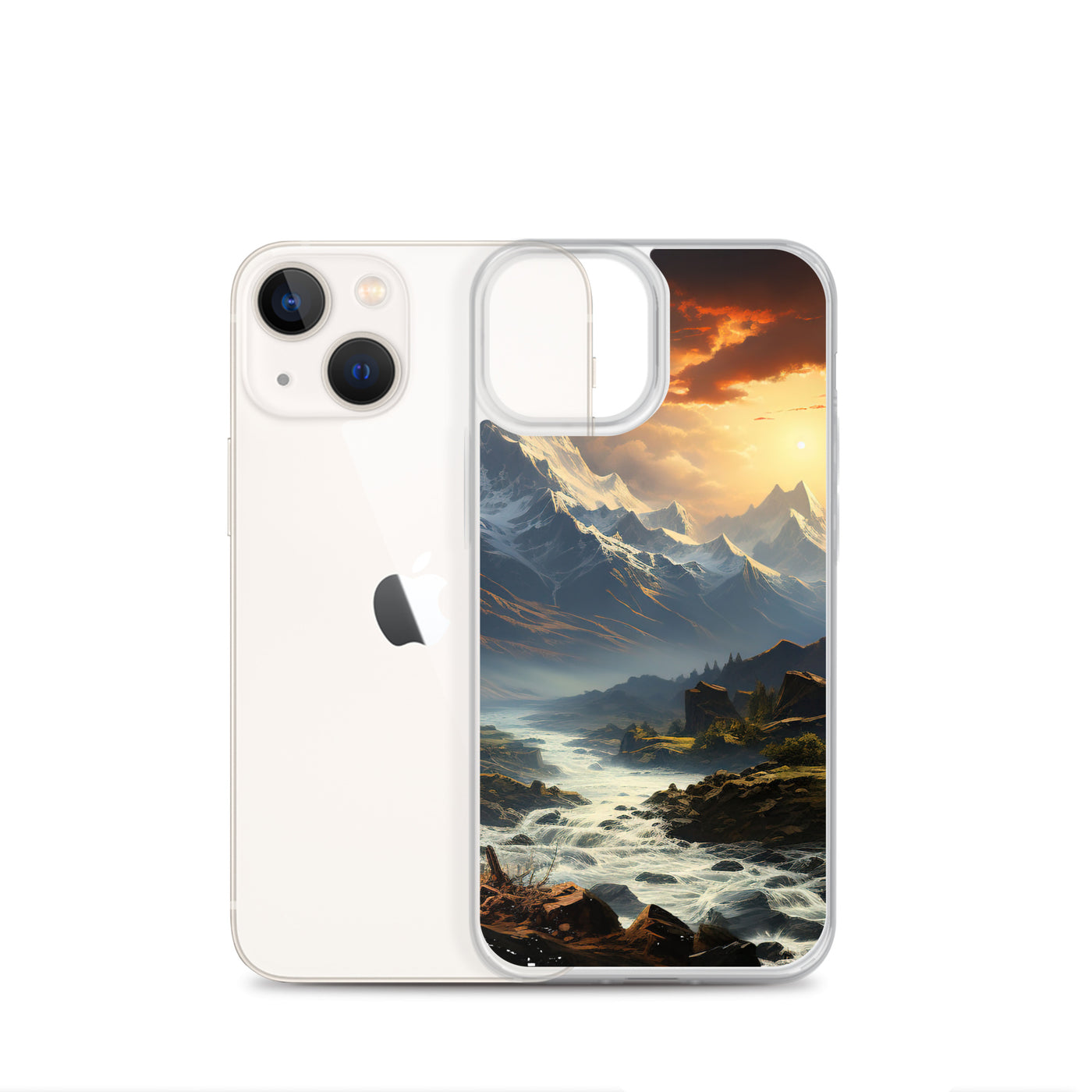 Berge, Sonne, steiniger Bach und Wolken - Epische Stimmung - iPhone Schutzhülle (durchsichtig) berge xxx