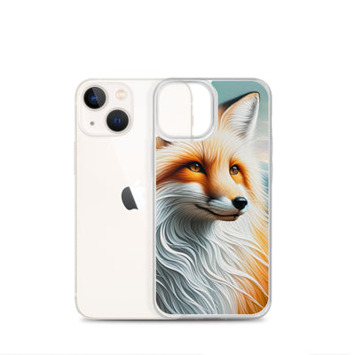 Ölgemälde eines anmutigen, intelligent blickenden Fuchses in Orange-Weiß - iPhone Schutzhülle (durchsichtig) camping xxx yyy zzz