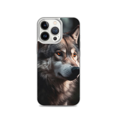 Wolf Porträt - Fotorealistische Malerei - iPhone Schutzhülle (durchsichtig) camping xxx iPhone 13 Pro