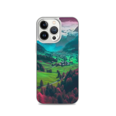Berglandschaft und Dorf - Fotorealistische Malerei - iPhone Schutzhülle (durchsichtig) berge xxx iPhone 13 Pro