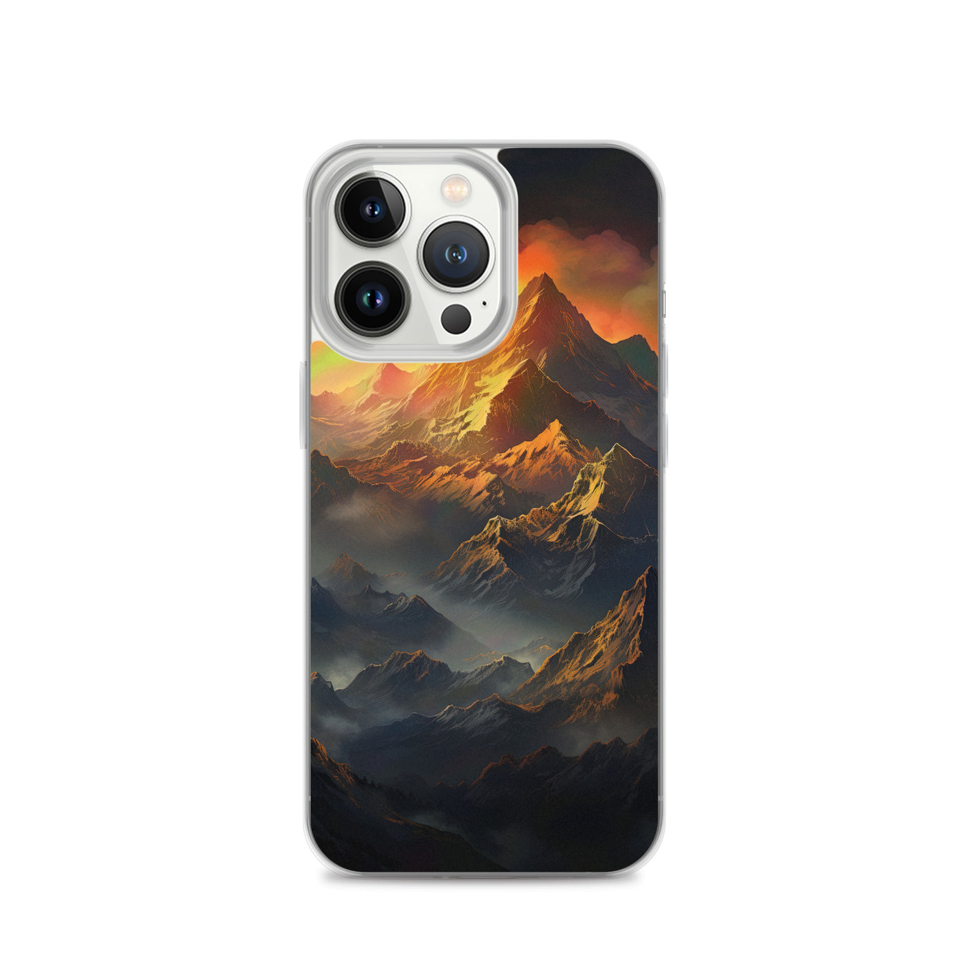 Wunderschöne Himalaya Gebirge im Nebel und Sonnenuntergang - Malerei - iPhone Schutzhülle (durchsichtig) berge xxx iPhone 13 Pro