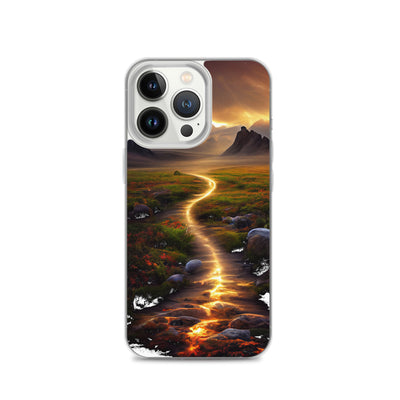 Landschaft mit wilder Atmosphäre - Malerei - iPhone Schutzhülle (durchsichtig) berge xxx iPhone 13 Pro