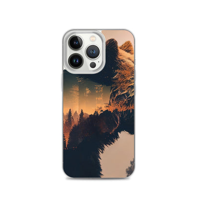 Bär und Bäume Illustration - iPhone Schutzhülle (durchsichtig) camping xxx iPhone 13 Pro