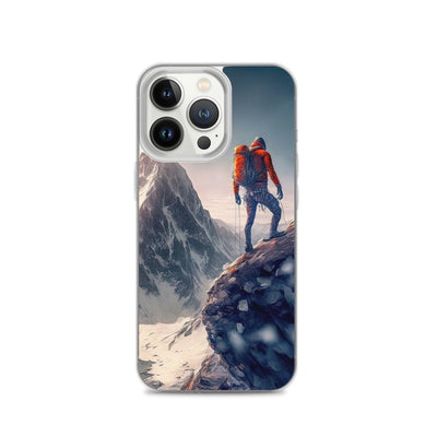 Bergsteiger auf Berg - Epische Malerei - iPhone Schutzhülle (durchsichtig) klettern xxx iPhone 13 Pro