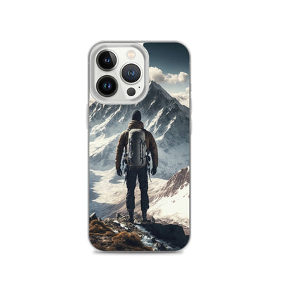 Wanderer auf Berg von hinten - Malerei - iPhone Schutzhülle (durchsichtig) berge xxx iPhone 13 Pro