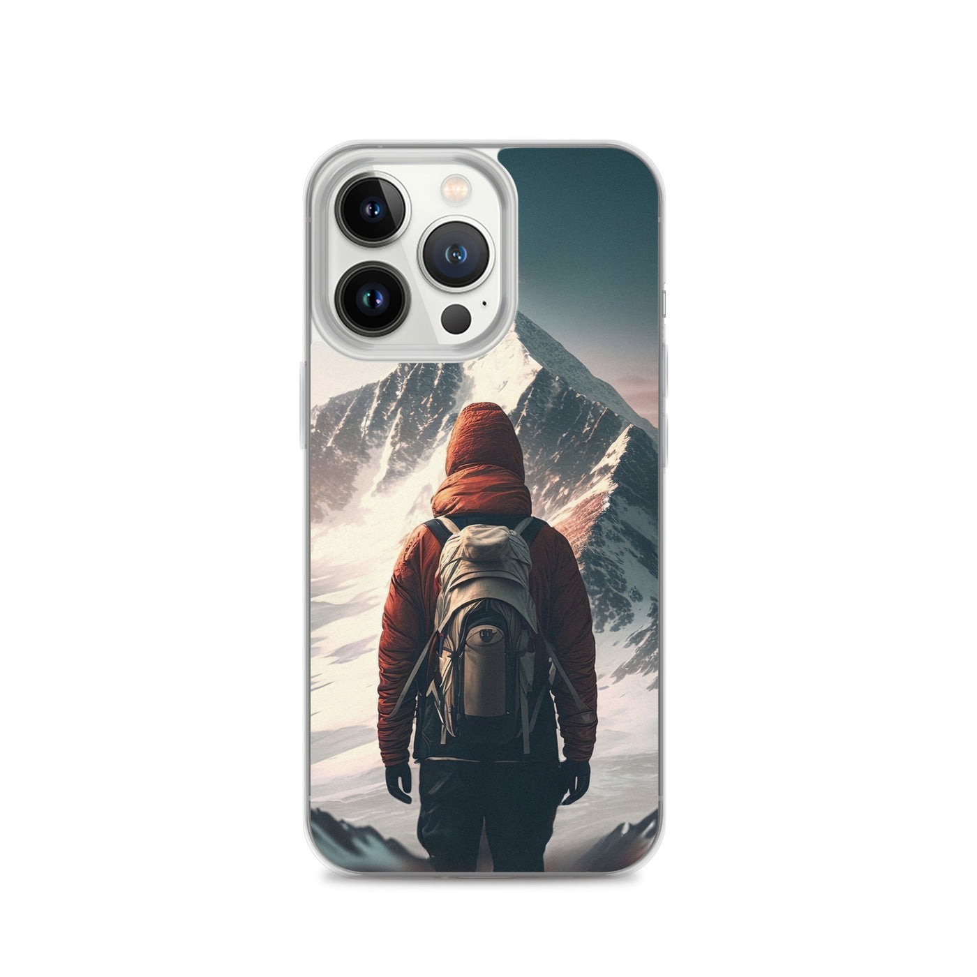 Wanderer von hinten vor einem Berg - Malerei - iPhone Schutzhülle (durchsichtig) berge xxx iPhone 13 Pro
