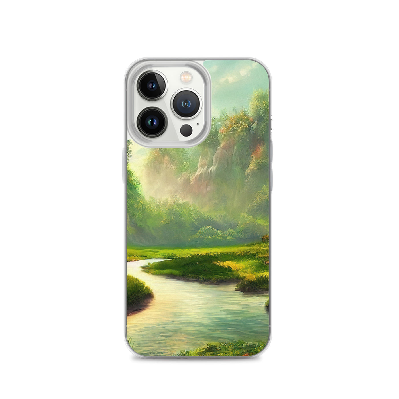 Bach im tropischen Wald - Landschaftsmalerei - iPhone Schutzhülle (durchsichtig) camping xxx iPhone 13 Pro