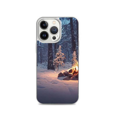 Lagerfeuer im Winter - Camping Foto - iPhone Schutzhülle (durchsichtig) camping xxx iPhone 13 Pro