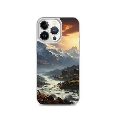 Berge, Sonne, steiniger Bach und Wolken - Epische Stimmung - iPhone Schutzhülle (durchsichtig) berge xxx iPhone 13 Pro