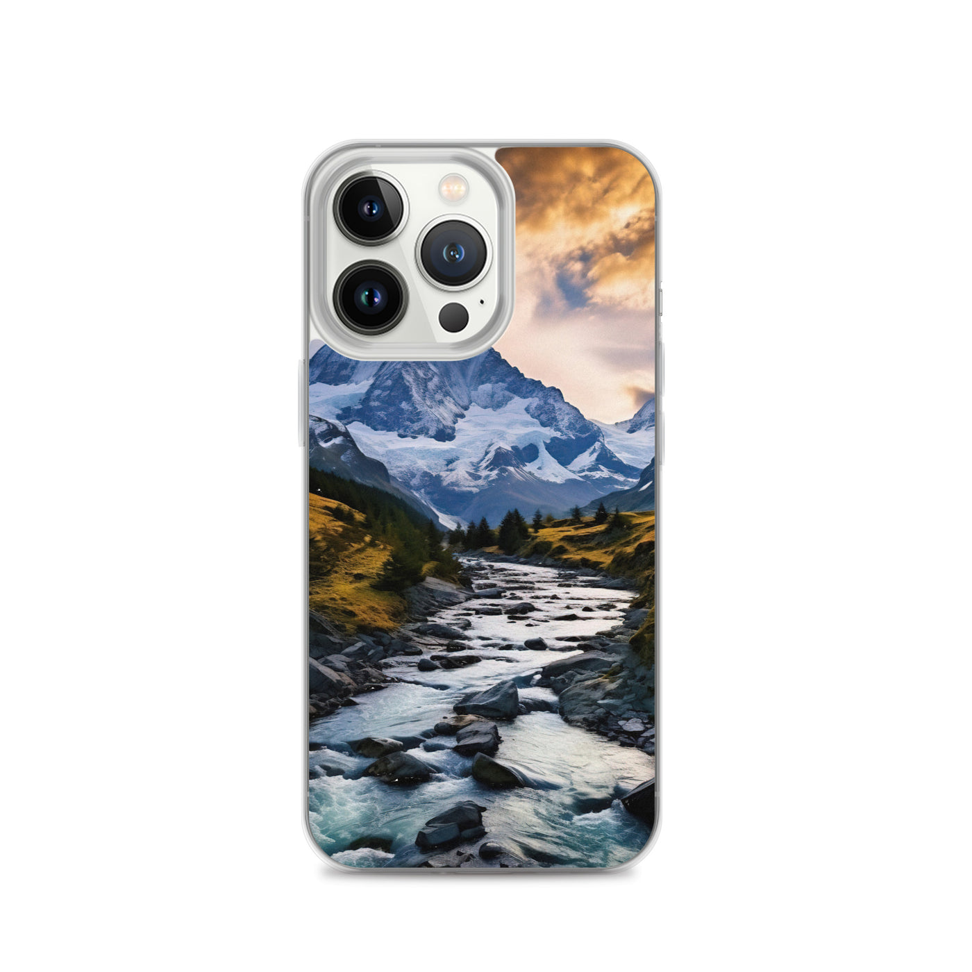Berge und steiniger Bach - Epische Stimmung - iPhone Schutzhülle (durchsichtig) berge xxx iPhone 13 Pro