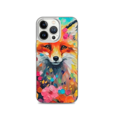 Schöner Fuchs im Blumenfeld - Farbige Malerei - iPhone Schutzhülle (durchsichtig) camping xxx iPhone 13 Pro