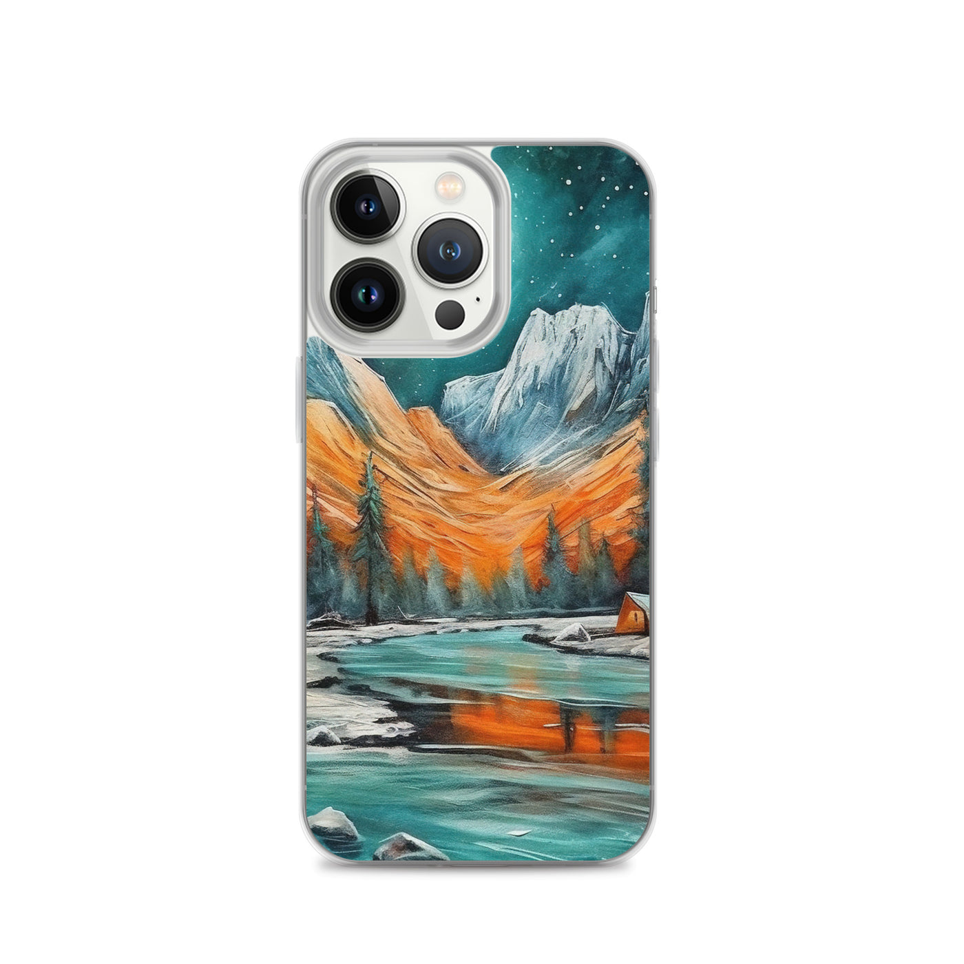 Berglandschaft und Zelte - Nachtstimmung - Landschaftsmalerei - iPhone Schutzhülle (durchsichtig) camping xxx iPhone 13 Pro