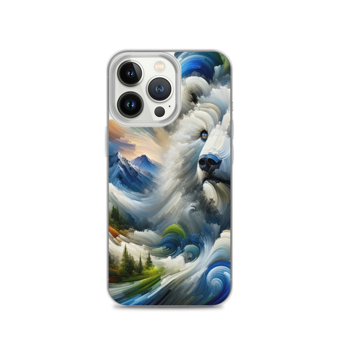 Abstrakte Alpen & Eisbär Kunst in dynamischen Farben - iPhone Schutzhülle (durchsichtig) camping xxx yyy zzz iPhone 13 Pro