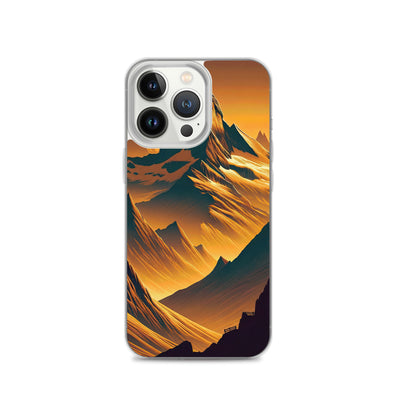 Fuchs in Alpen-Sonnenuntergang, goldene Berge und tiefe Täler - iPhone Schutzhülle (durchsichtig) camping xxx yyy zzz iPhone 13 Pro