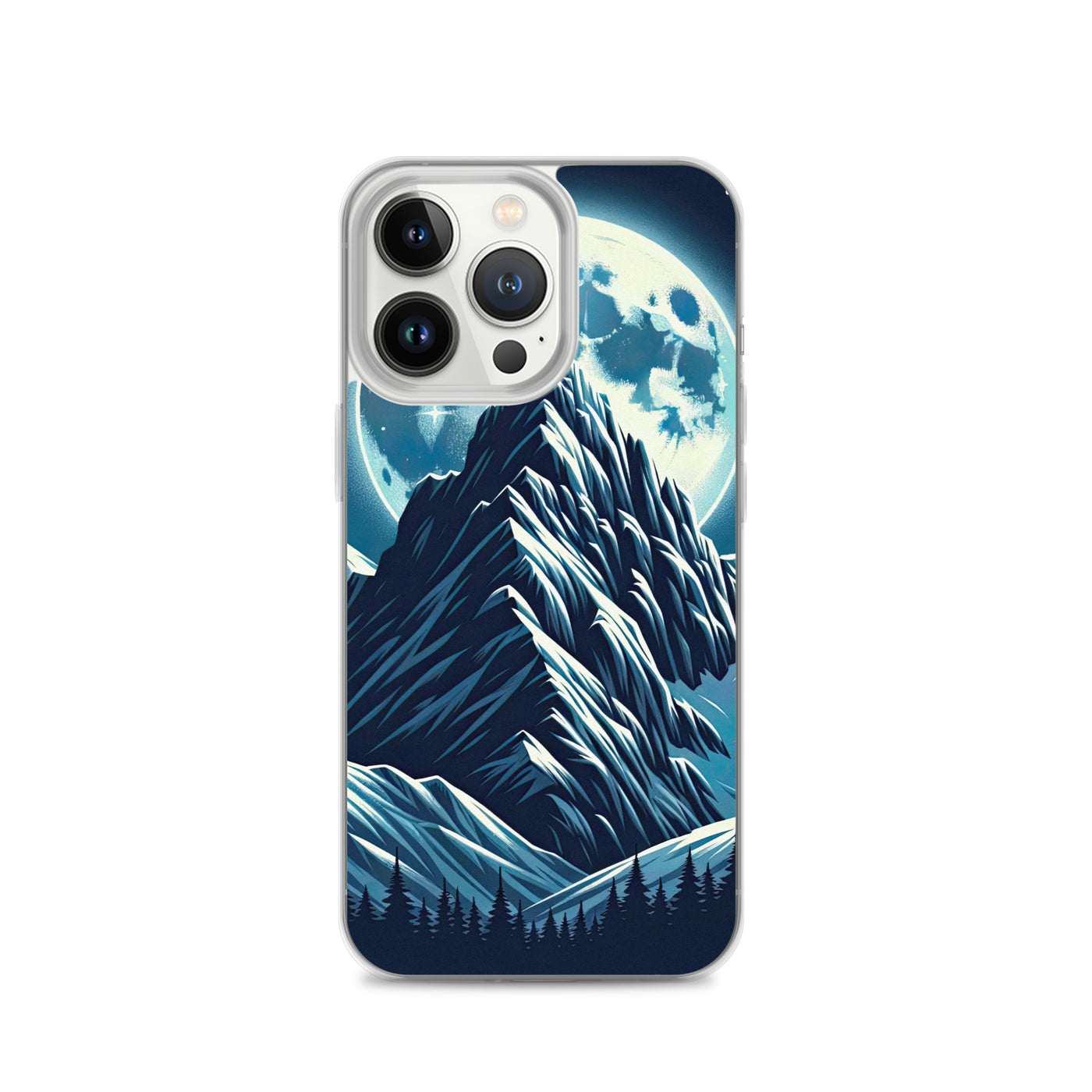 Mondnacht und Gipfelkreuz in den Alpen, glitzernde Schneegipfel - iPhone Schutzhülle (durchsichtig) berge xxx yyy zzz iPhone 13 Pro