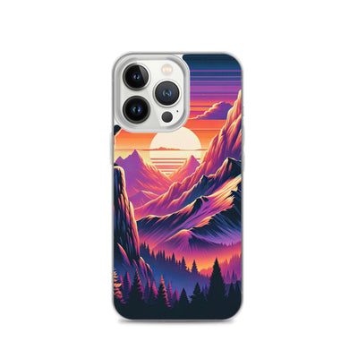 Alpen-Sonnenuntergang mit Bär auf Hügel, warmes Himmelsfarbenspiel - iPhone Schutzhülle (durchsichtig) camping xxx yyy zzz iPhone 13 Pro