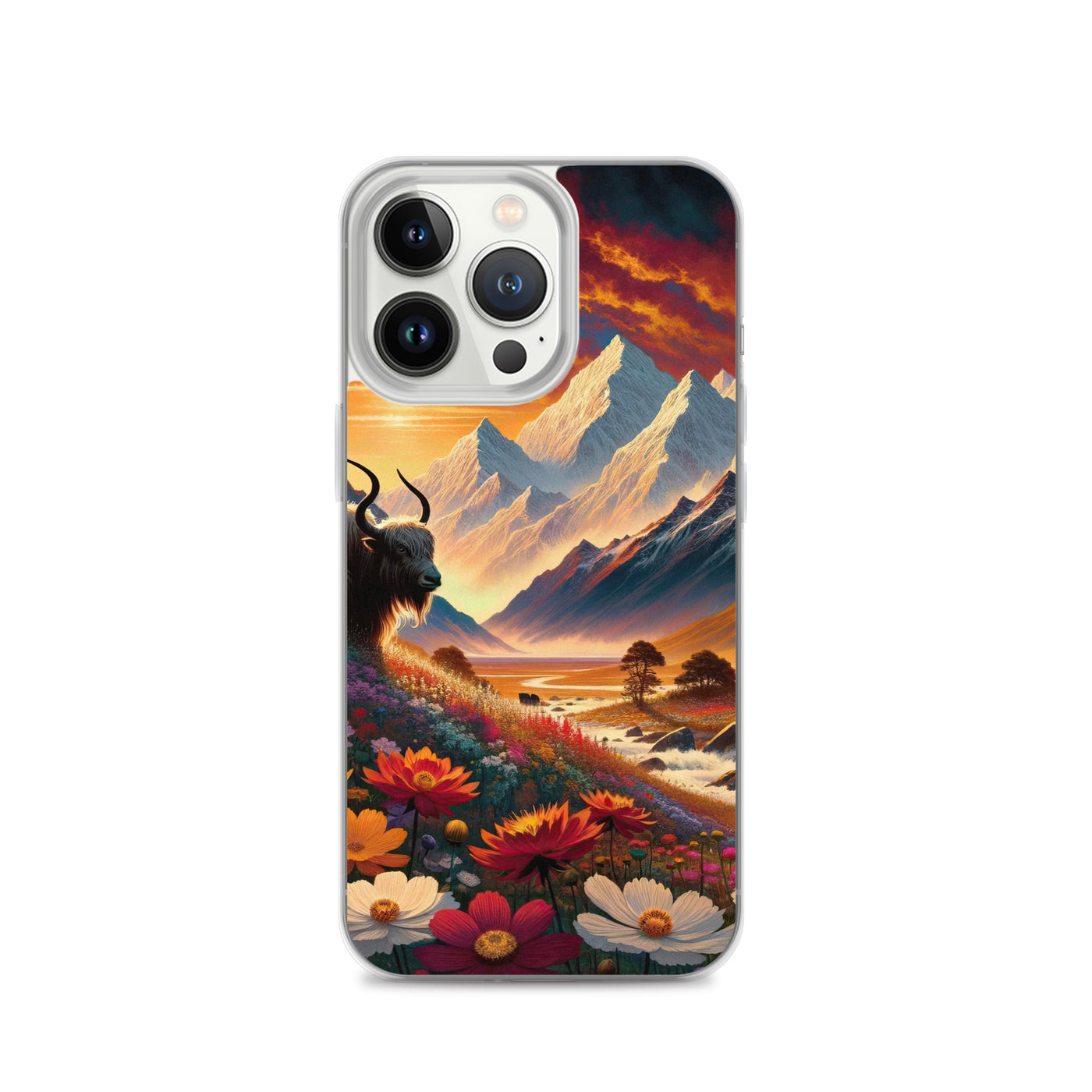 Magischer Alpenabend mit Hochlandkuh und goldener Sonnenkulisse - iPhone Schutzhülle (durchsichtig) berge xxx yyy zzz iPhone 13 Pro